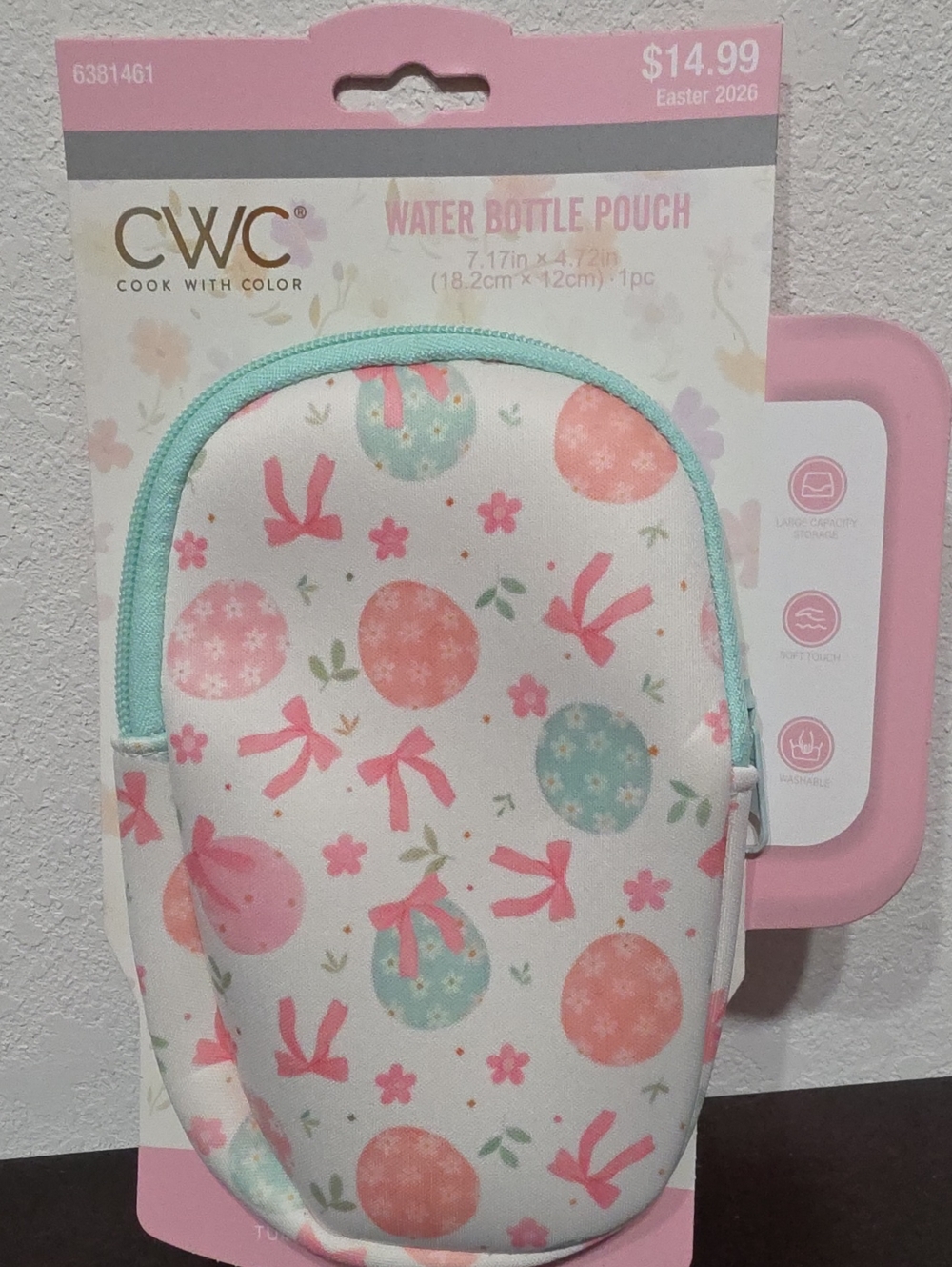 CWC Water Bottle Pouch in Pastel Pink & Teal